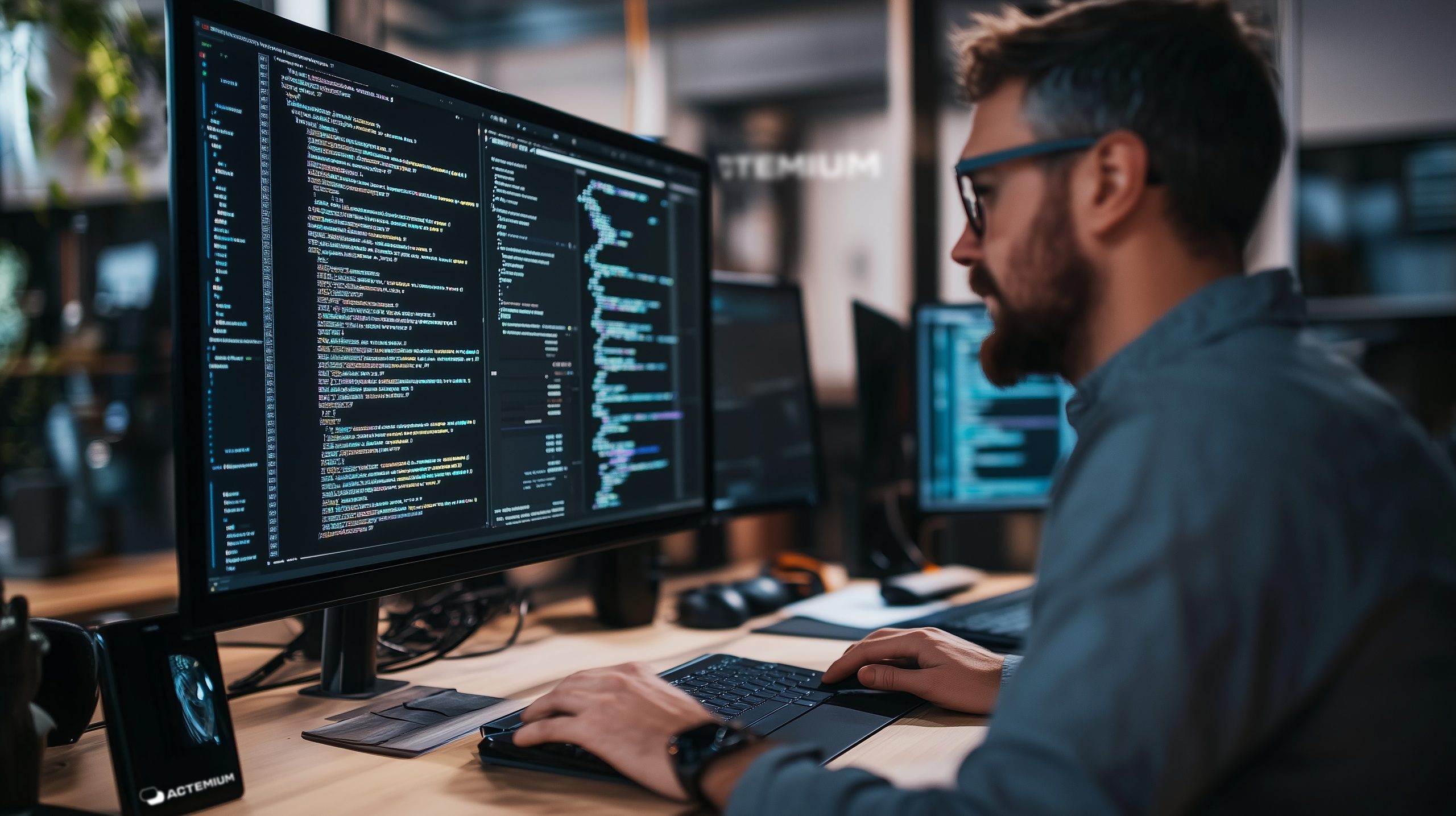 Ein Programmierer am Arbeiten