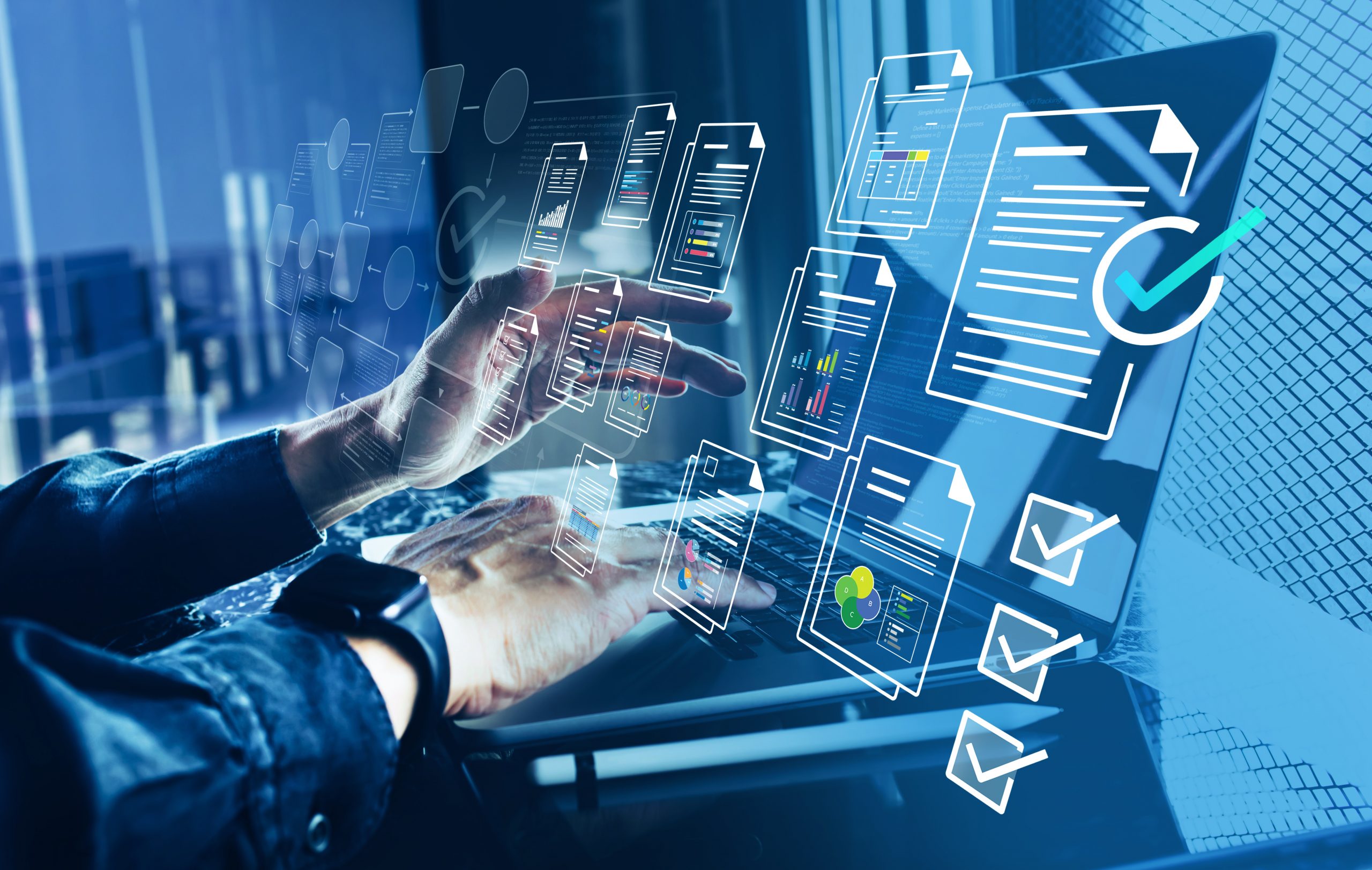 Elektronische Dokumente mit Automatisierungsmanagementsystem.